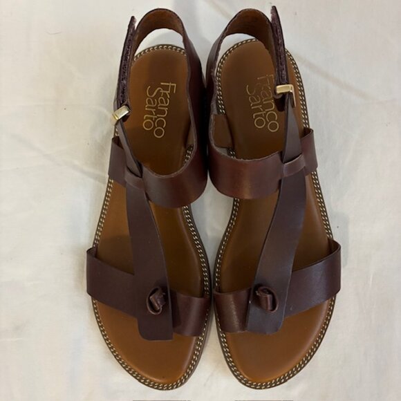 Franco Sarto Glenni Dark Brown Leather Strappy Thong Slingback Sandal Size 7M - Picture 7 of 11